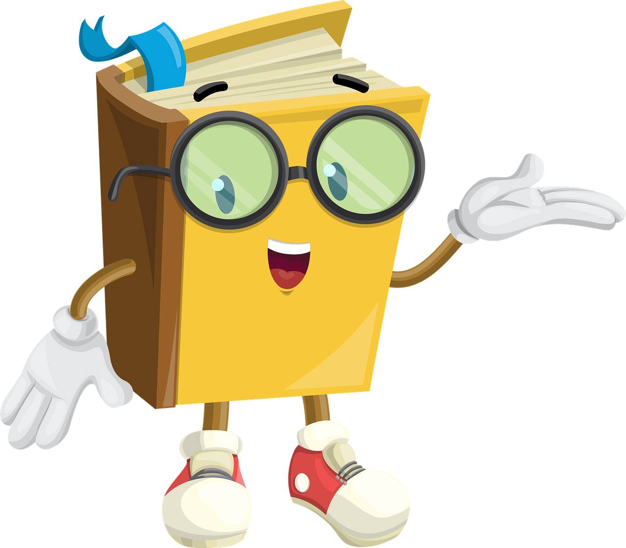 anthropomorphized book advertising the friends of The Santa Clara City Library September 2019 book sale