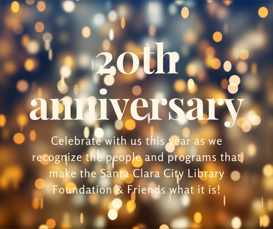 Logo for The Santa Clara City Library foundation and friends 20th anniversary