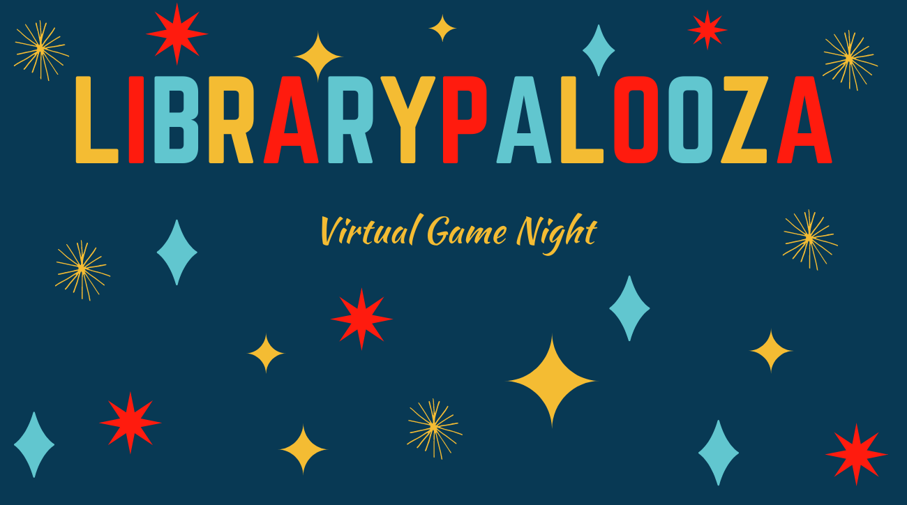 Slider promoting Librarypalooza 2021, a virtual game night benefitting The Santa Clara City Library Foundation and Friends