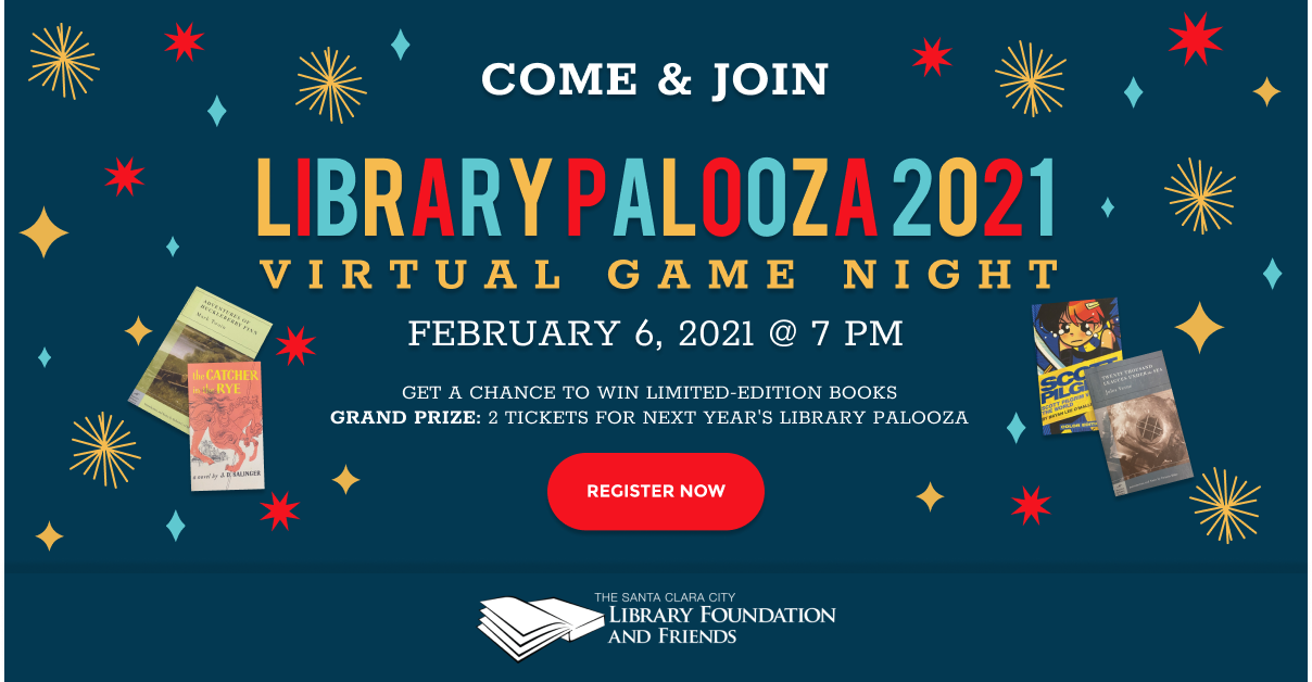 Join Librarypalooza 2021, a virtual game night fundraiser for The Santa Clara City Library foundation and Friends and win prizes