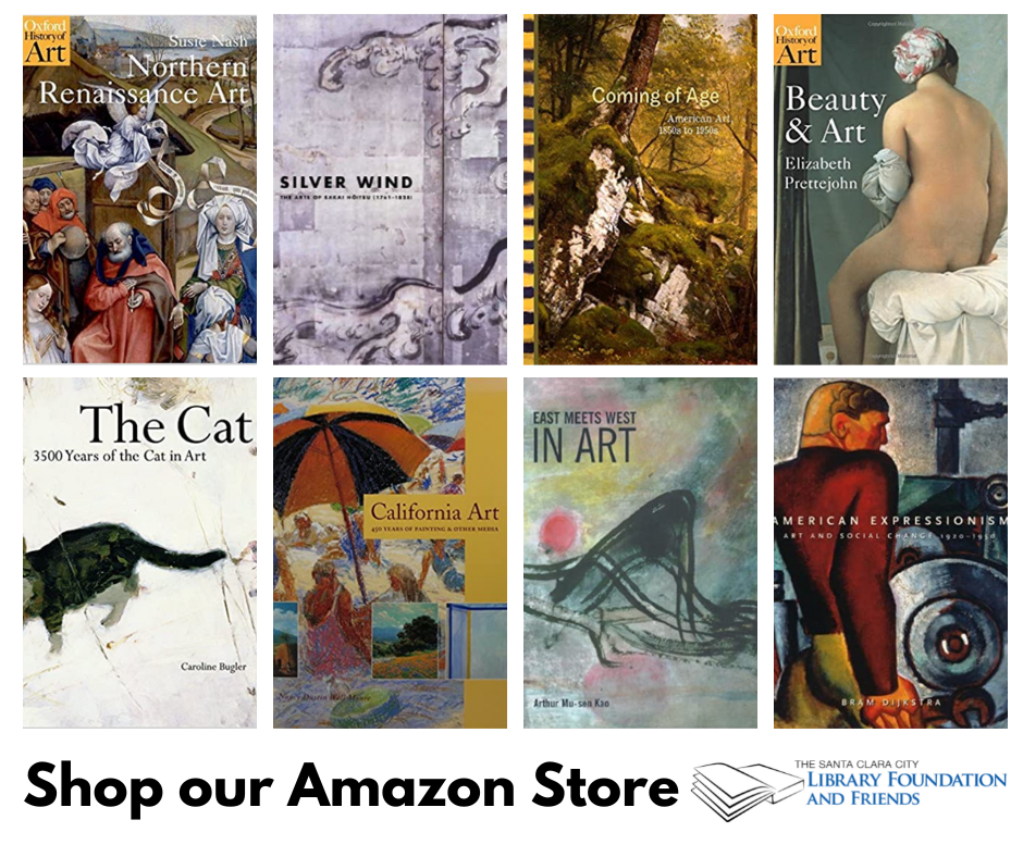 a grid of art books for sale at the Friends of the Santa Clara City Library's online book store