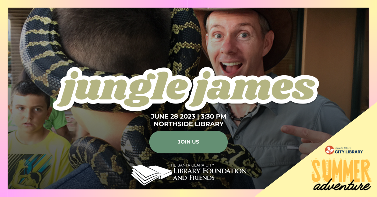 Jungle James will be at the Northside Library on June 28 at 3:30pm as part of the Summer Adventure, the Summer Reading Program at the Santa Clara City Library. It's sponsored by the Santa Clara City Library Foundation and Friends.