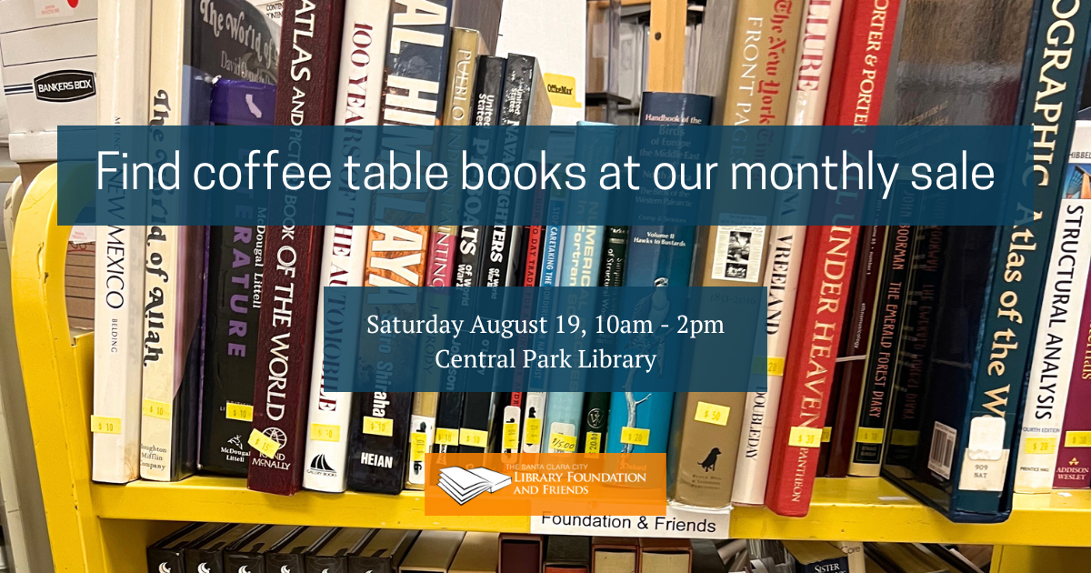 Find coffee table books at the August monthly book sale at the Central Park Library